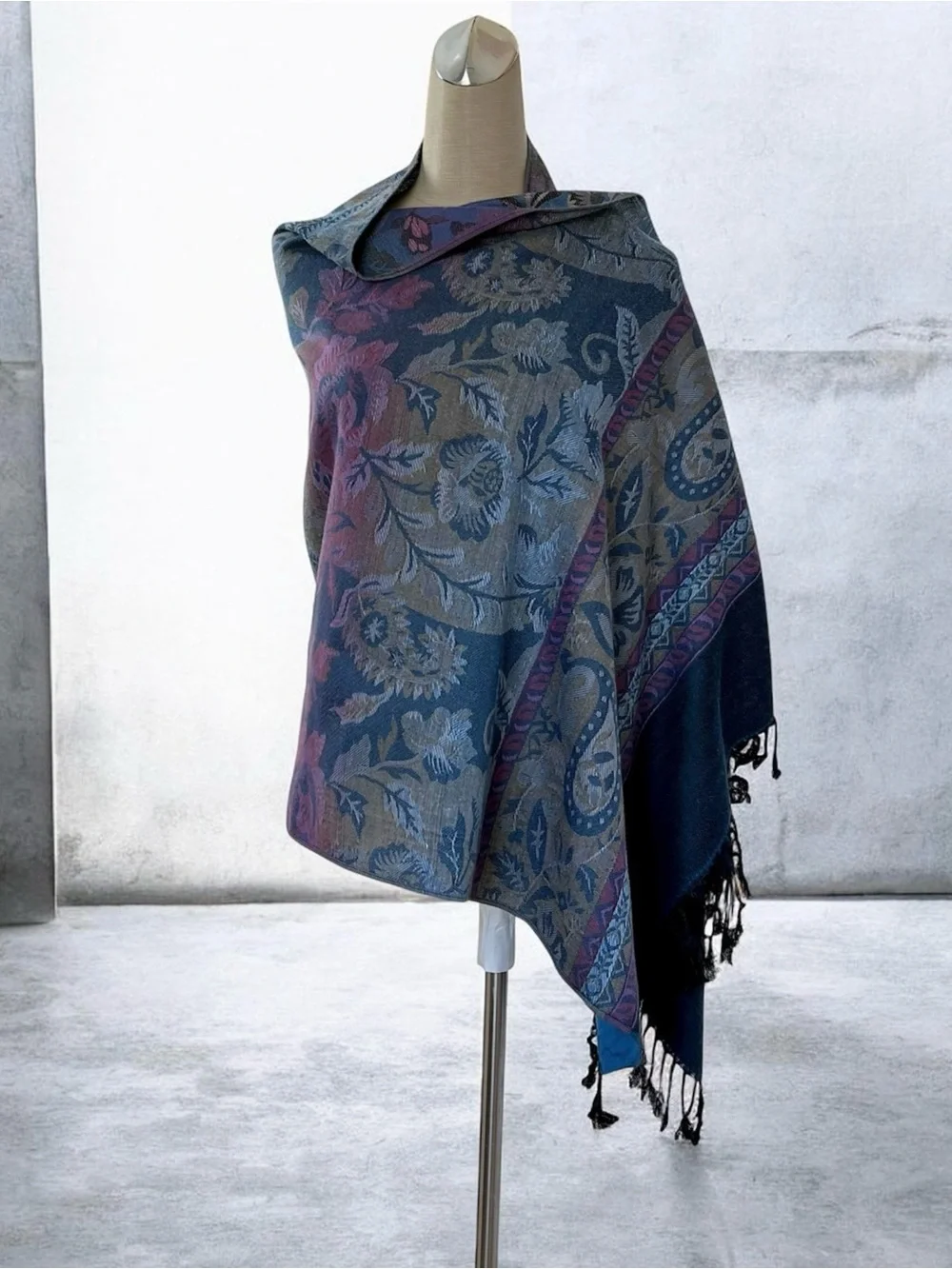 100% Cashmere Pashmina Jacquard Shawl Wrap Scarf Paisley Floral